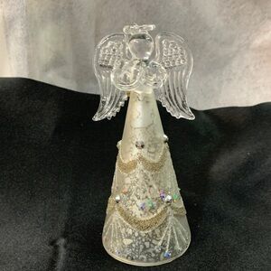 Pier 1  Imports Glass  (5") Angel with Gold/ Silver Details